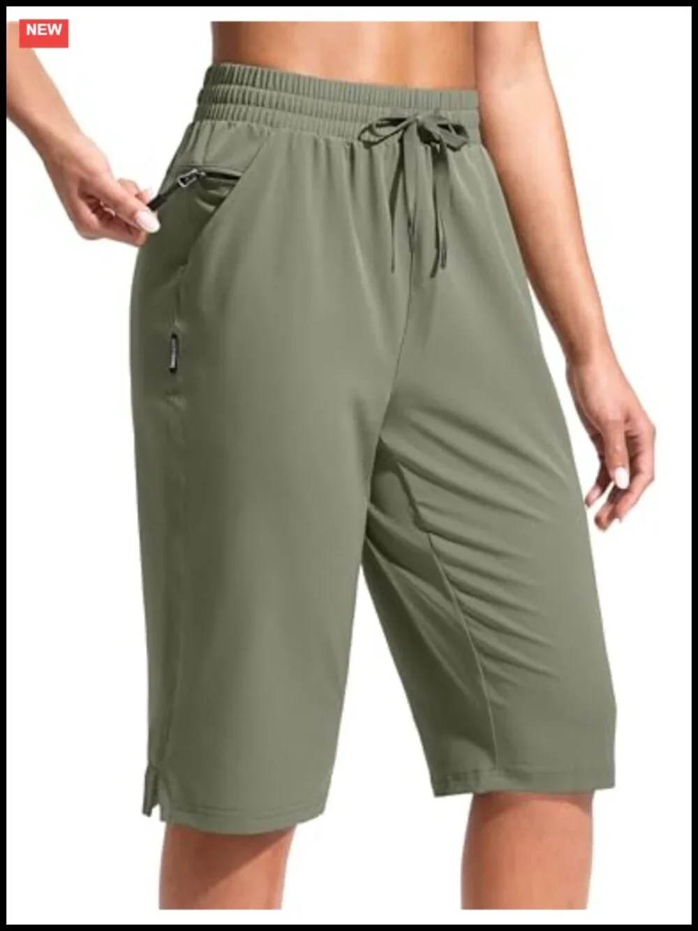 Women's Long Hiking Shorts Quick Dry Water Resistant UPF 50+ Zipper Pocket 13